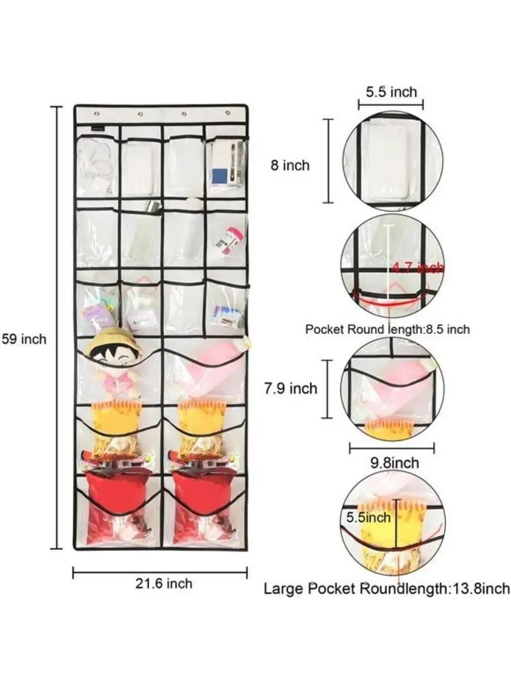 Over Door Shoe Organizer Clear Hanging Rack 18 Pocket Closet Storage Holder